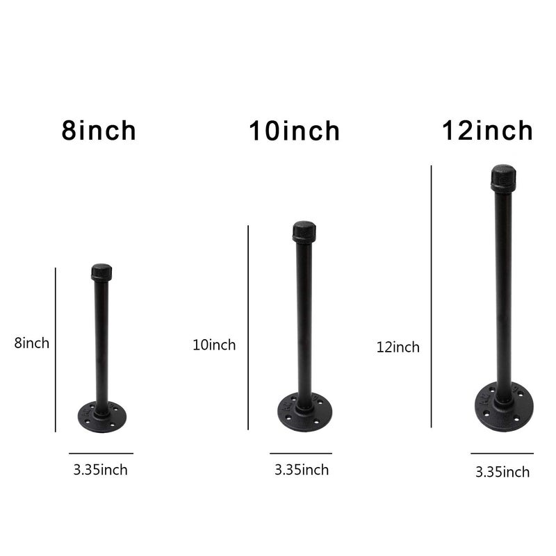 Home TZH حاملات رفوف أنابيب الحديد الأسود الصناعية 1/2"، حاملات رفوف معلقة على الحائط بتصميم ريفي، حاملات أنابيب مخصصة للرفوف العائمة (12 بوصة، قطعة، 2.0) - Image 3